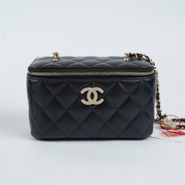 Túi Chanel Vanity đen sz16 (A-T) KG+