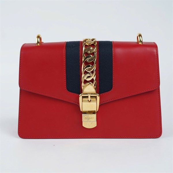 Túi GG Sylvie đỏ 2 strap (421882-486628) sz25 (TH) KG+