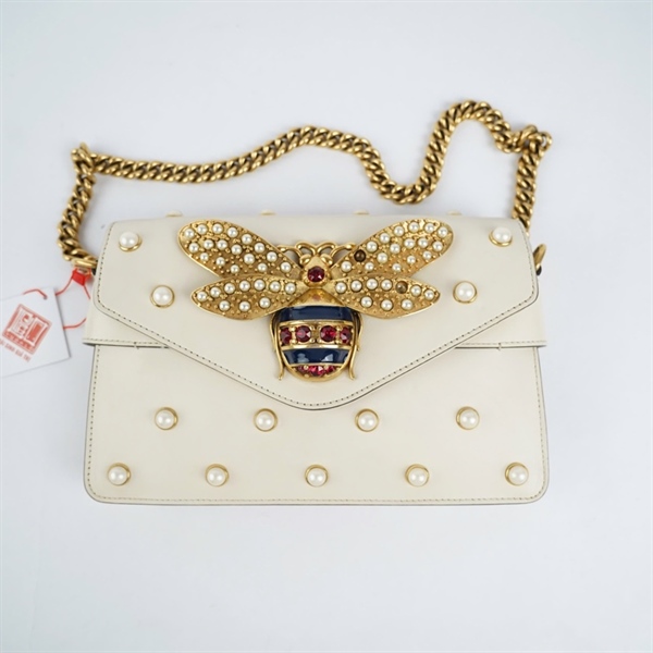 Túi GG con ong trắng (453778-486628) sz25 (TH) KG+