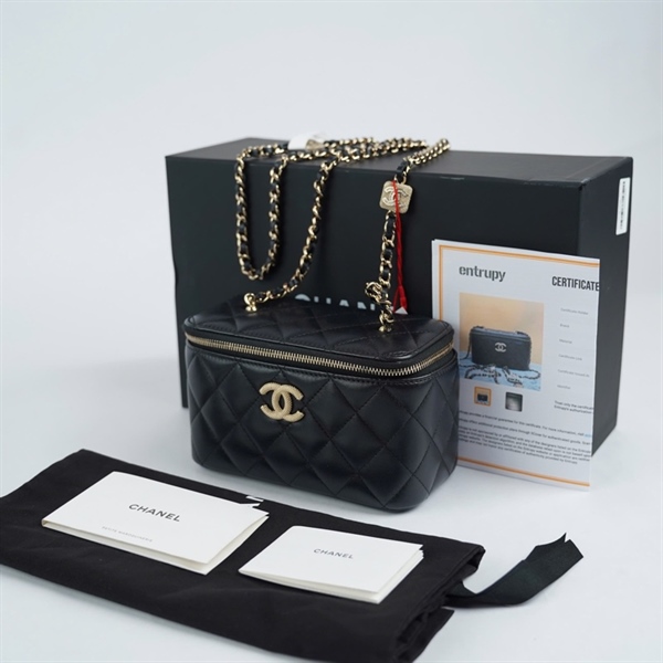 Túi Chanel Vanity đen sz16 (A-T) KG+