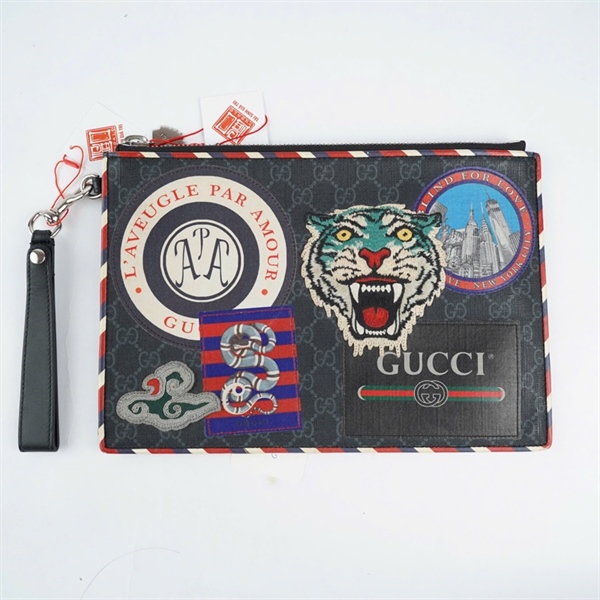 Túi GG Clutch xanh đen hình hổ sz30 (TH) KG+