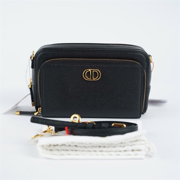 Túi Dior Caro Double Pouch đen sz19 KG+