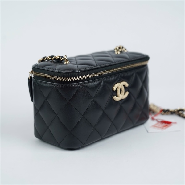Túi Chanel Vanity đen sz16 (A-T) KG+