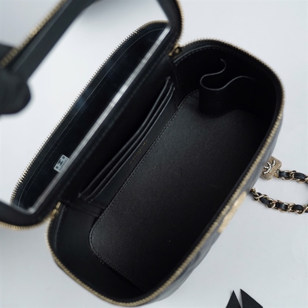 Túi Chanel Vanity đen sz16 (A-T) KG+