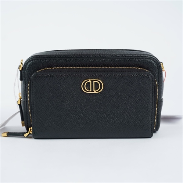 Túi Dior Caro Double Pouch đen sz19 KG+