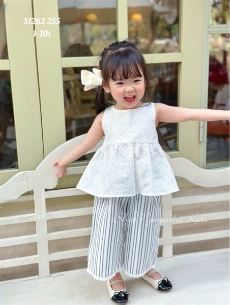 S1262 Set áo nơ lưng q kẻ