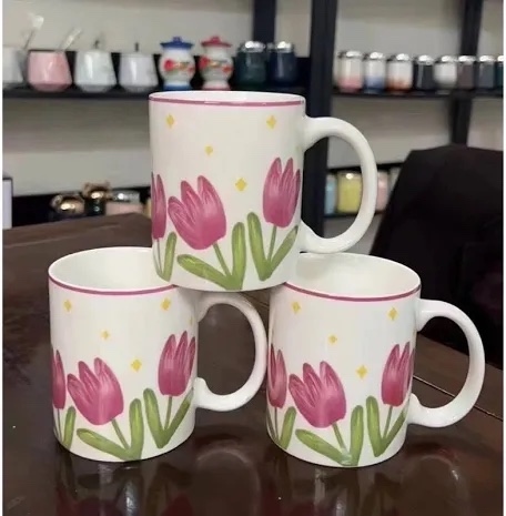 Ly sứ Quai Cầm Hình Hoa Tulip 350ML ( Thùng 80 )