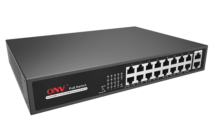 Switch poe 16 port ONV H1016PLS 16x10/100M PoE port + 2 uplink port