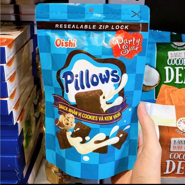 Oishi Pillows Nhân Cookies Và Kem Vani 80g