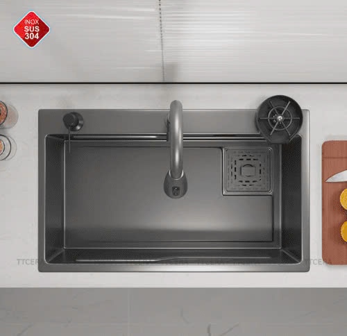 Chậu Rửa Chén Đơn Inox Phủ Nano Đen LEICA - LC7846N