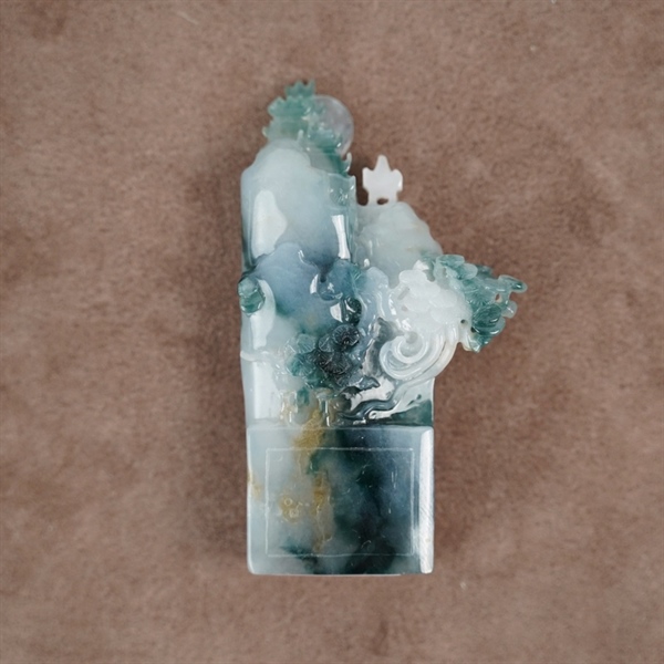 Ấn sơn thủy nếp băng hoa bay cam tím pha tuyết Guatemala 726377 KG+