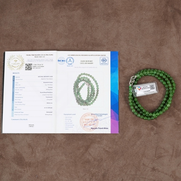 Chuỗi ngọc bích Gua 108 hạt ly6.13-5.99 (686889) KG+