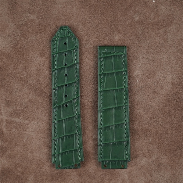 Dây đồng hồ cá sấu xanh +