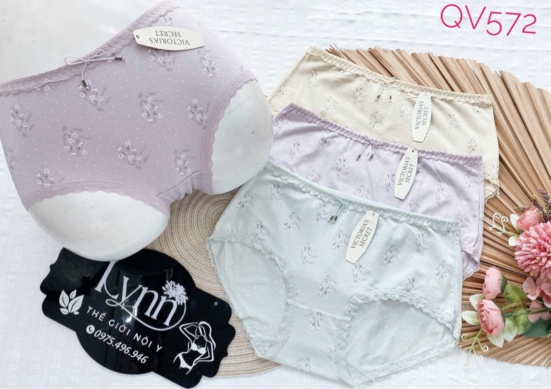 Quần cotton hoa nhí viền ren