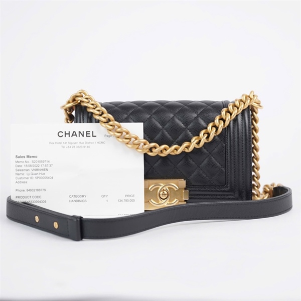 Túi Chanel Boy đen (K6CX30H5) sz20 (BQ) KG+