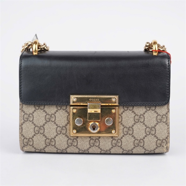 Túi GG Padlock xám nắp đen (D020011980) có tag xanh sz20 (A-T) KG+