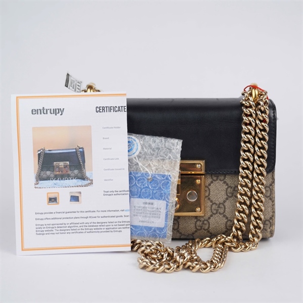 Túi GG Padlock xám nắp đen (D020011980) có tag xanh sz20 (A-T) KG+