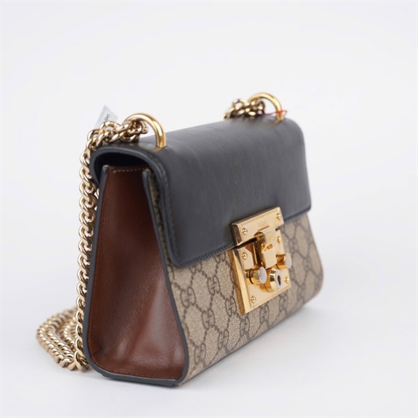 Túi GG Padlock xám nắp đen (D020011980) có tag xanh sz20 (A-T) KG+