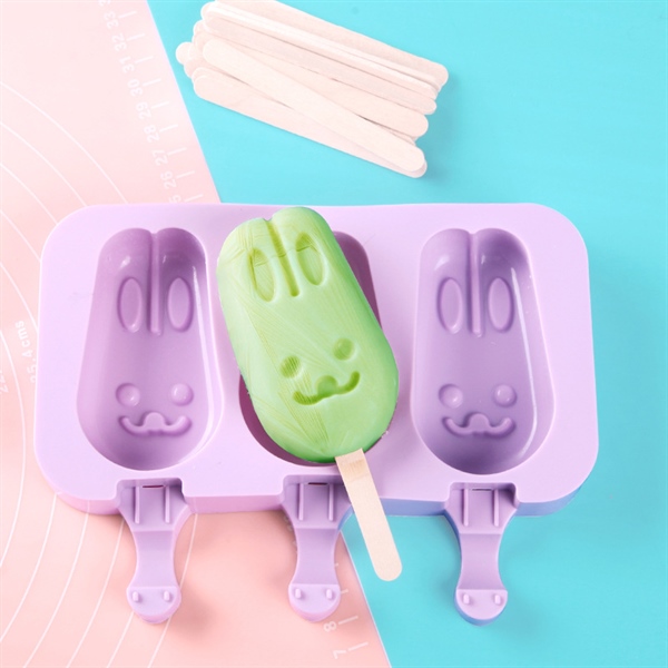 Khuôn làm kem silicon 3 thỏ