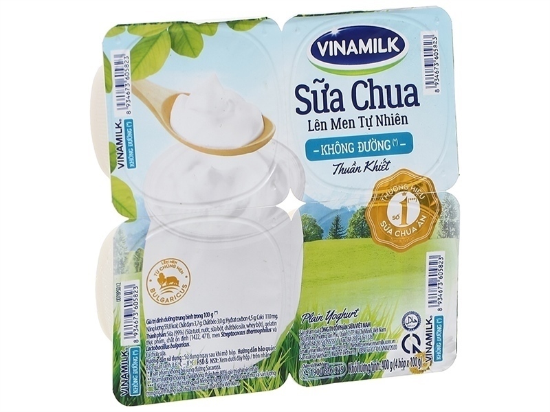 Sữa chua ít đường Vinamilk lốc 4 hộp 100g