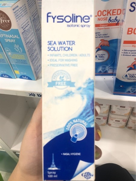 Nước muối biển sâu Fysoline isotonic dạng xịt 100ml vệ sinh khoang mũ bé từ 3m+