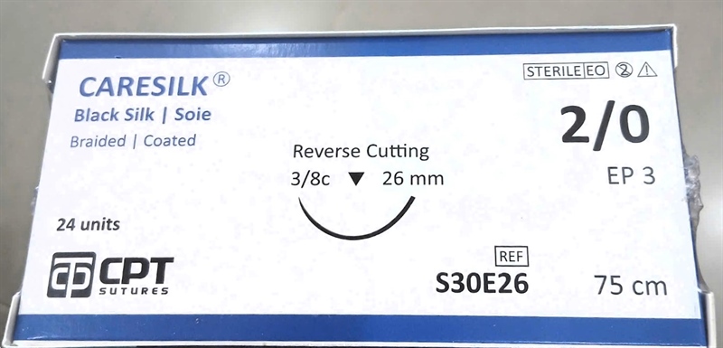 Chỉ Caresilk (đen) số 2/0 (Hộp 24 sợi) - CPT
