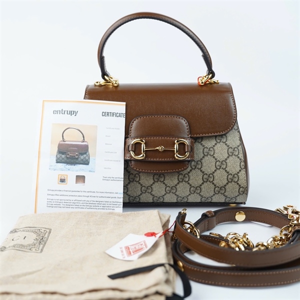 Túi GG Handle 1955 xám 2 strap (G038695921) sz22 +