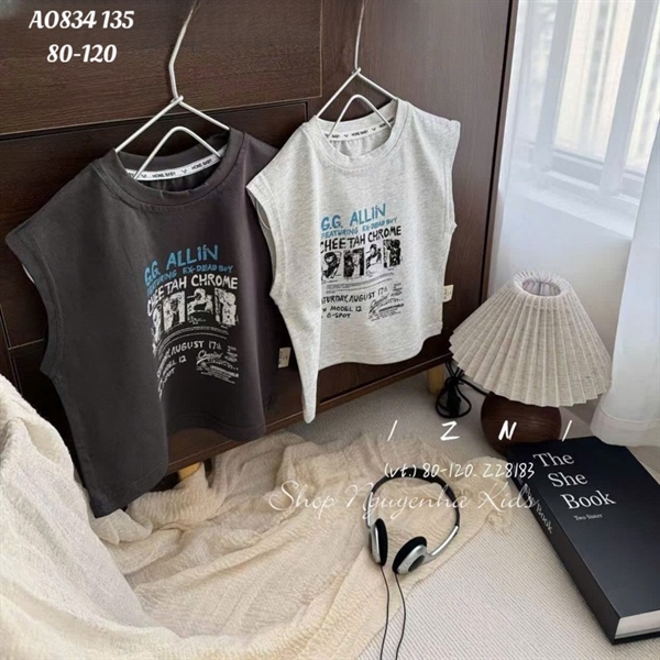 AO834 Áo sn xám chữ hình