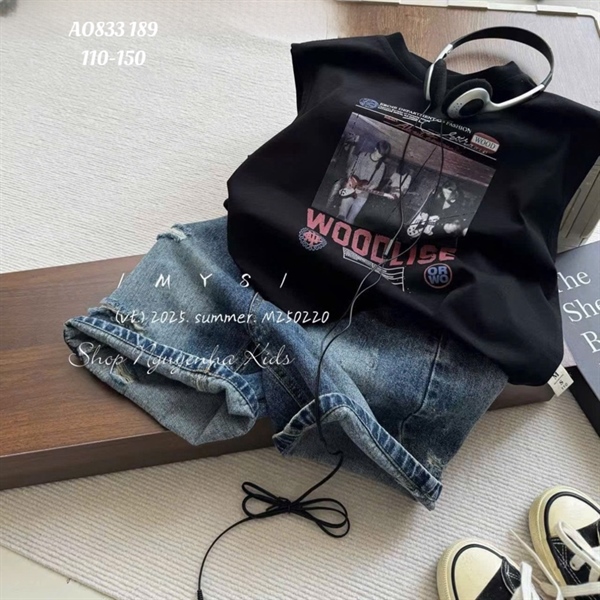 AO833 Áo sn đen hình Woodlise