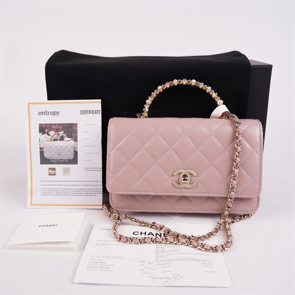 Túi Chanel Handle hồng nhạt (N3PXAUX3) sz19 (A-T) KG+