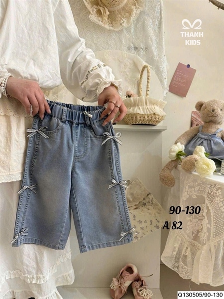 Quần Jean Lửng BG May Nổi Đính Nơ (90-130)