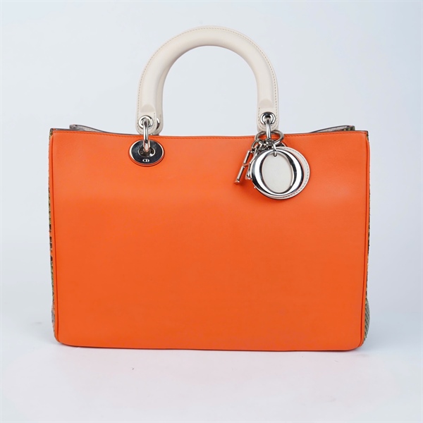 Túi Dior Lady cam kèm ví có lót form sz32 +