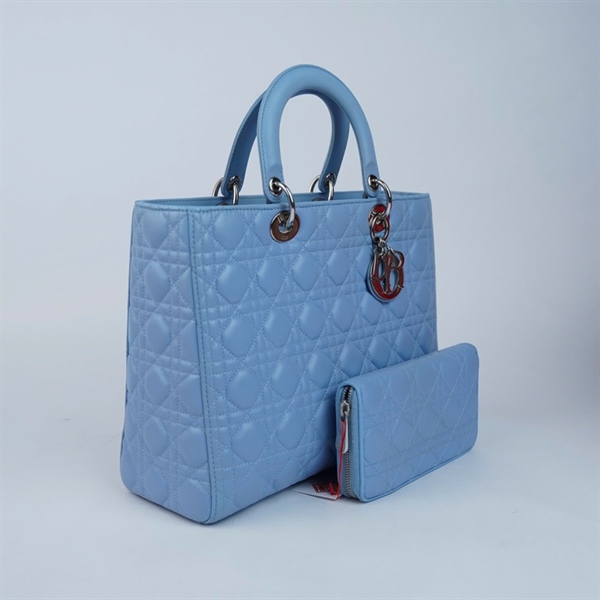 Túi Dior Lady xanh kèm ví (15-BO-0114) sz32 +