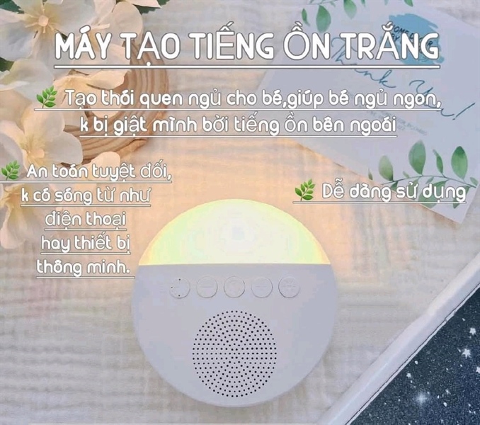 Máy tạo tiếng ồn trắng (white noise) 20 bản nhạc kèm đèn ngủ