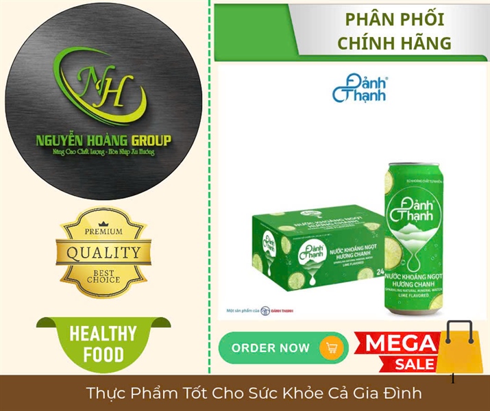 Đảnh Thạnh Nước Khoáng Ngọt Có Ga Hương Chanh Lon 330ml ( Thùng 24 Lon)