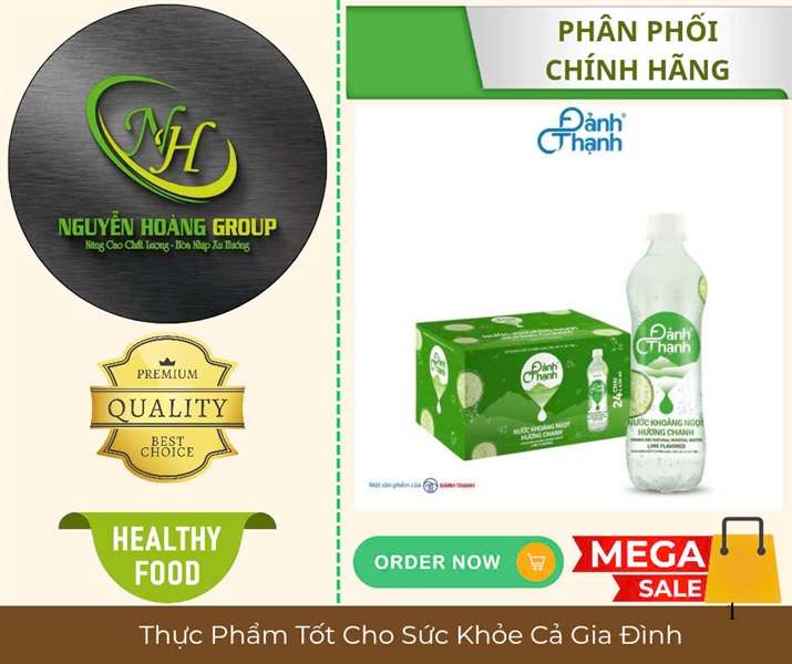 Đảnh Thạnh Nước Khoáng Ngọt Có Ga Hương Chanh Chai Pet 430ml ( Thùng 24 Chai)
