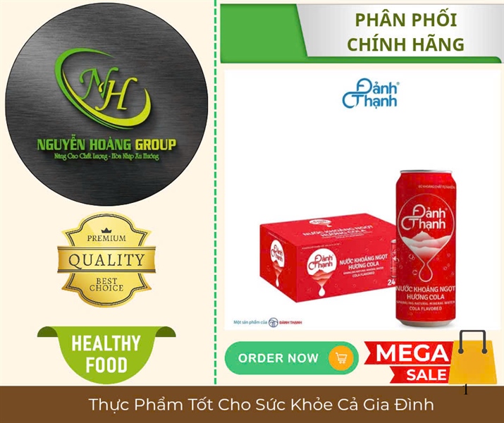 Đảnh Thạnh Nước Khoáng Ngọt Có Ga Hương Cola Lon 330ml ( Thùng 24 Lon)