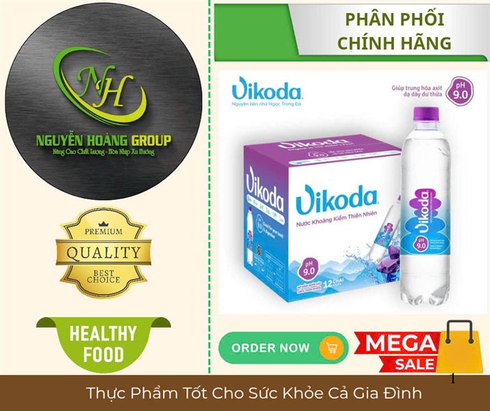 Vikoda Nước Khoáng Kiềm Thiên Nhiên 1.5 Lít (Thùng 12 Bình)