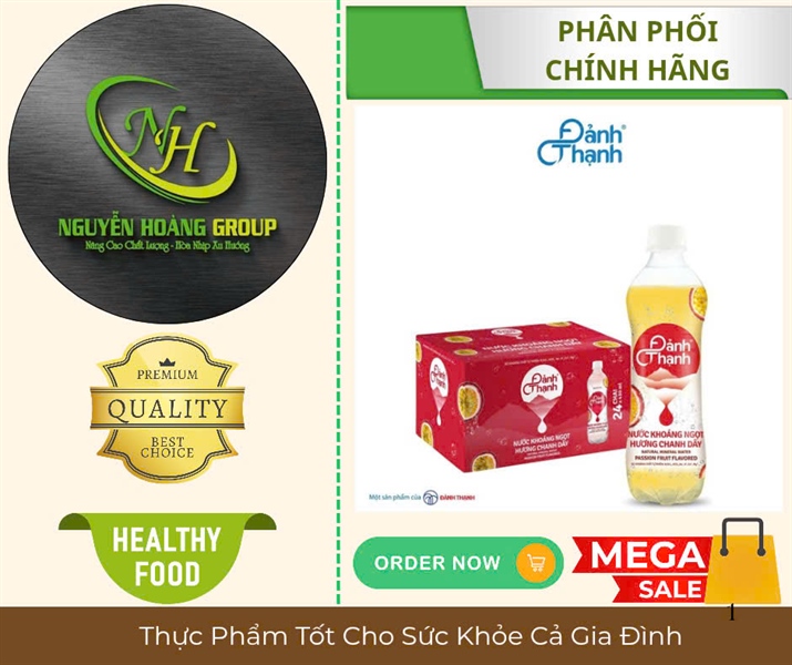 Đảnh Thạnh Nước Khoáng Ngọt Có Ga Hương Chanh Dây Chai Pet 430ml ( Thùng 24 Chai)