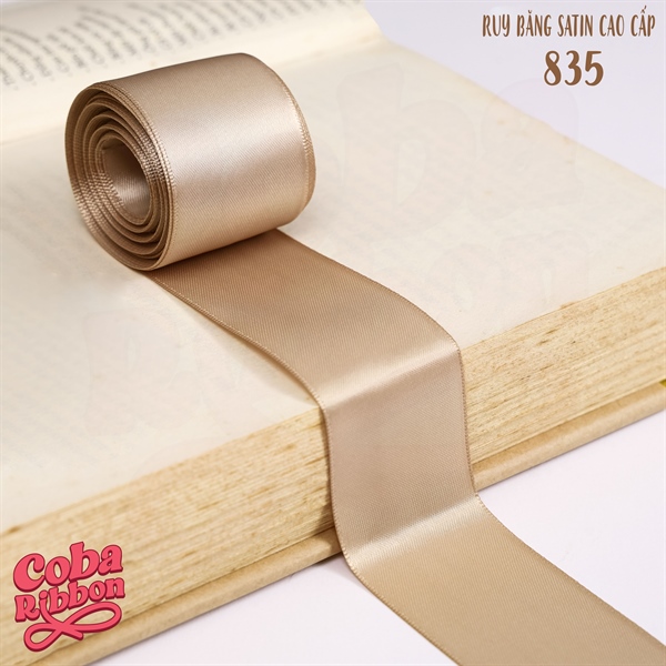 Rộng 6mm - Màu 835 - Ruy băng lụa satin hai mặt cao cấp