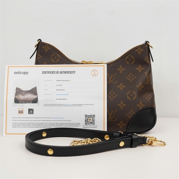 Túi LV Boulogne hoa nâu viền đen 2strap sz24 (A-T) KG+