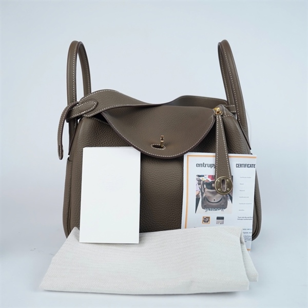 Túi Hermes Lindy xám kèm lót form stamp X sz29 (A-T) KG+