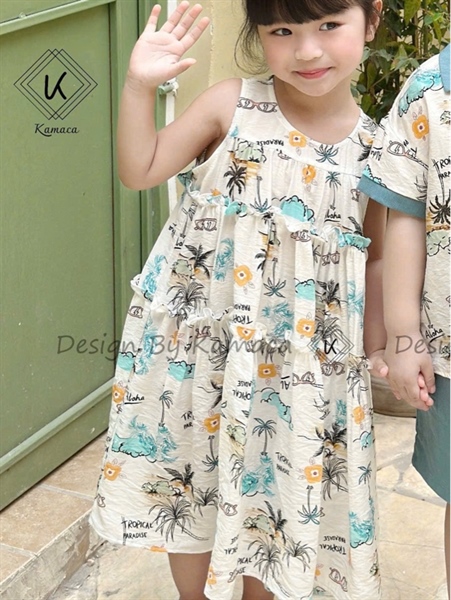 Váy đũi đi biển trắng xanh