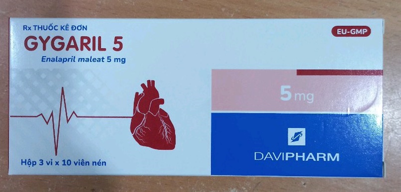 Gygaril 5 (Enalapril maleat 5mg)(Hộp 3 vỉ x 10 viên) - Cty cổ phần dược phẩm Đạt Vi Phú