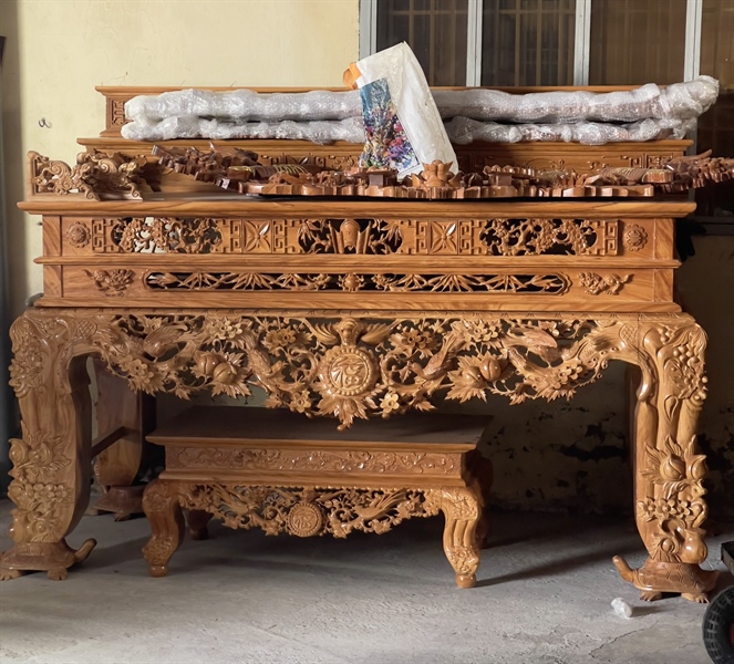 SẬP THỜ GỖ GÕ ĐỎ MAI PHÚC CHÂN 22 - 3 TẦNG