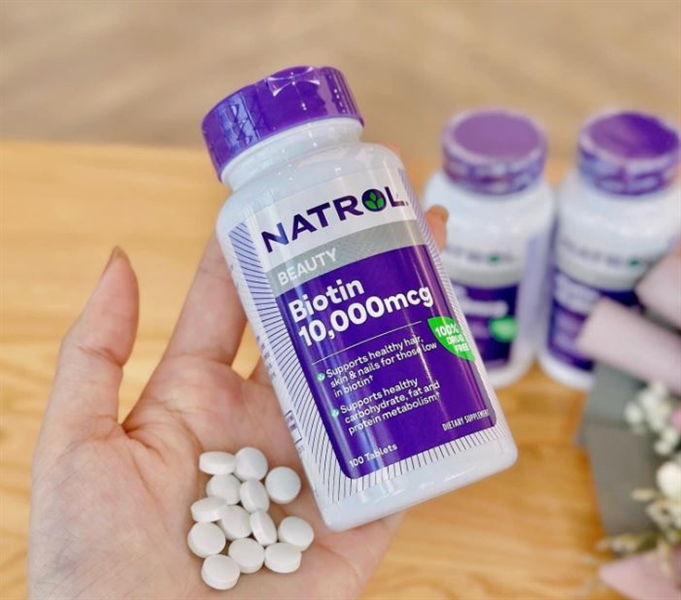Viên uống mọc tóc Natrol Biotin 10.000mcg 100V Mỹ