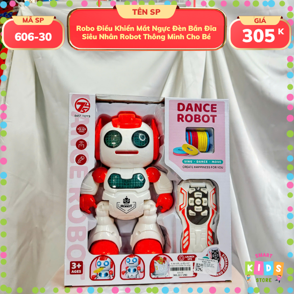 Robo Điều Khiển Mắt Ngực Đèn Bắn Đĩa – Siêu Nhân Robot Thông Minh Cho Bé