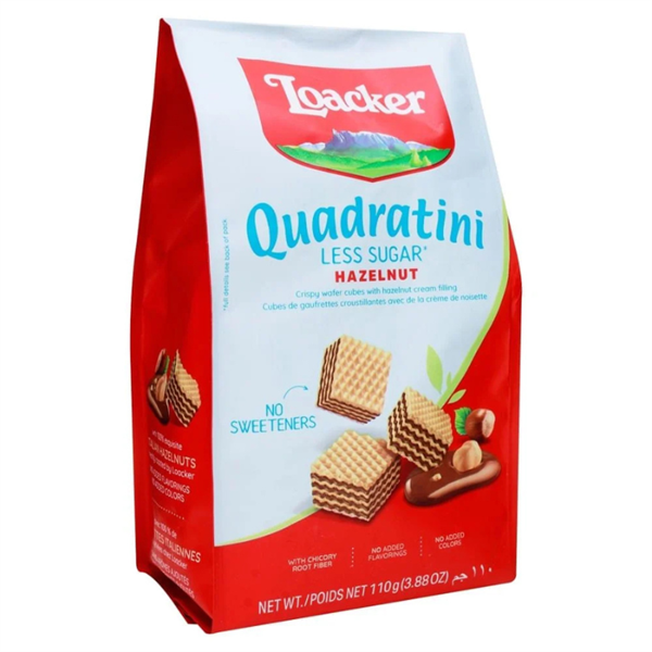 Bánh xốp Loacker Less Sugar Quadratini Hazelnut 110g