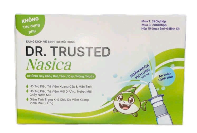 Dung dịch vệ sinh tai mũi họng Dr Trusted Nasica - Spomedic VN (Hộp 10 ống x 5ml và bình xịt)