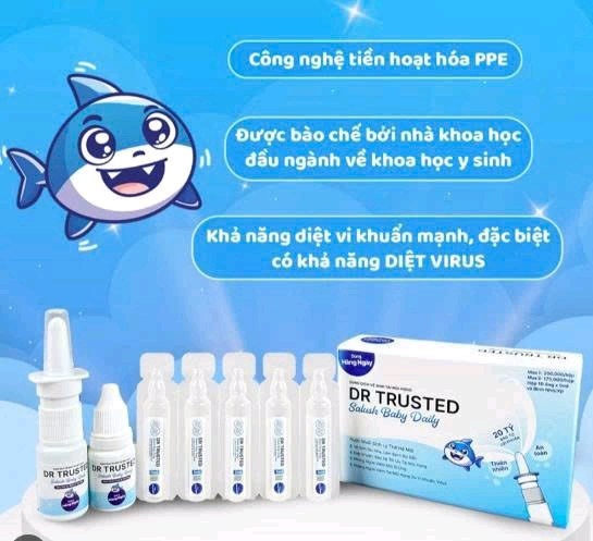 Dung dịch vệ sinh tai mũi họng Dr Trusted Salush Baby Daily - Spomedic VN (Hộp 10 ống x 5ml)